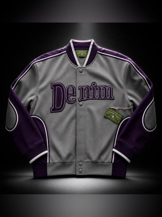 Denim Tears Other - Denim Tears University Grey & Purple Varsity Jacket - Size XL - NWT